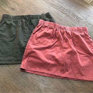 D&Co. Lot of 2 Skorts Dusty Pink Khaki Green  1X